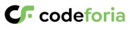 codeforia - logo: na białym tle zielono czarny napis nazwy codeforia